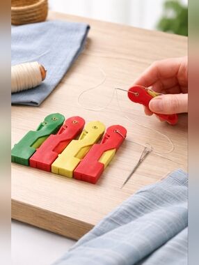 Automatic Needle Threader 5pc Set Easy Sewing Tool Quick Threading Assist New